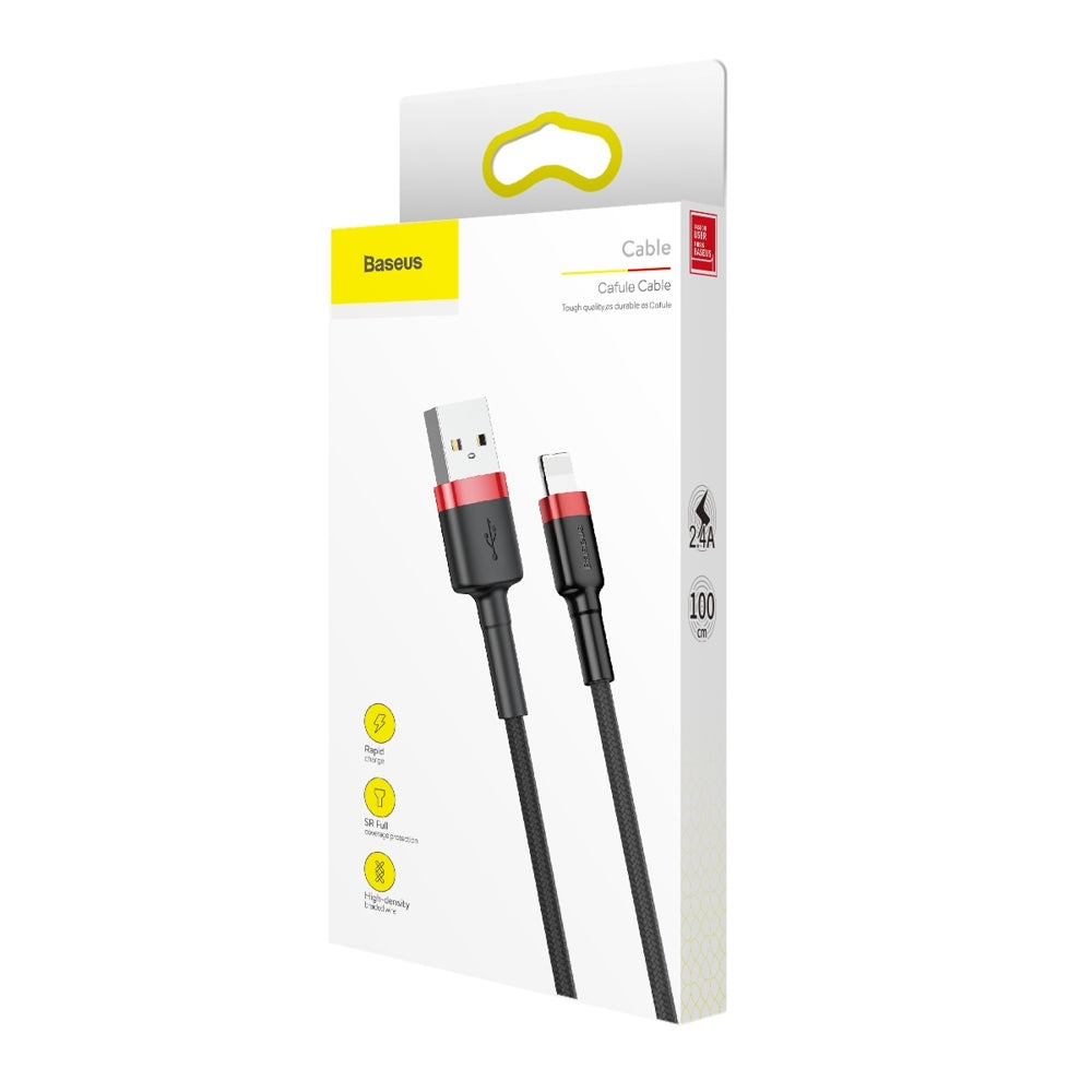 Baseus Cafule USB-A / Lightning IPhone 2.4A QC 3.0 cable 1 m - Noir et Rouge