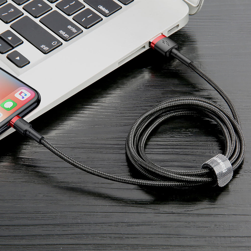 Baseus Cafule USB-A / Lightning IPhone 2.4A QC 3.0 cable 1 m - Noir et Rouge