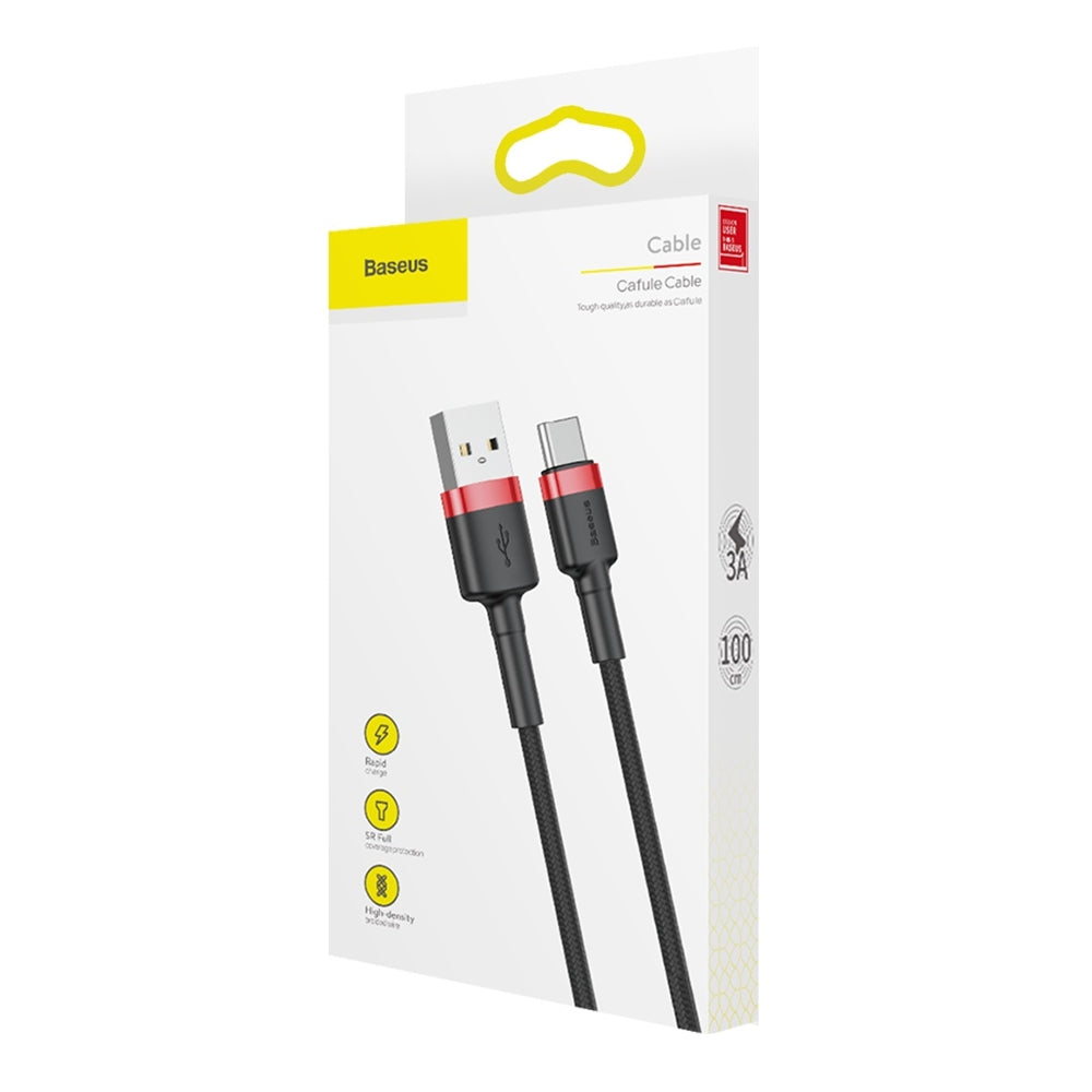 Baseus Cafule USB-A / USB-C QC 3.0 3A Cable 1 m  Rapide Chargeur - Noir et Rouge